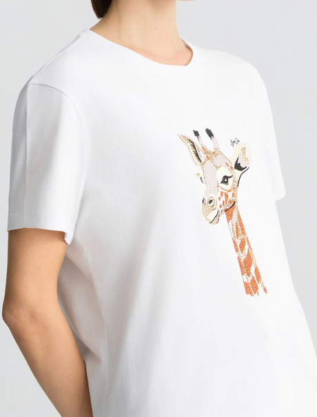 SOLO TG. XS,S,M e L , LiuJo T-shirt con stampa - WA5230JS904 - Bianca - New