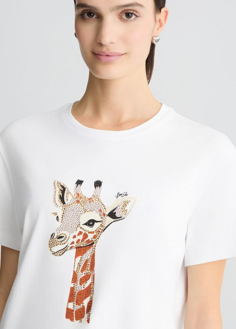 SOLO TG. XS,S,M e L , LiuJo T-shirt con stampa - WA5230JS904 - Bianca - New