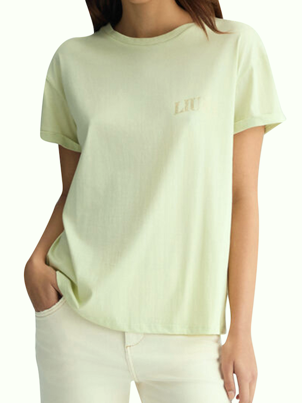 LiuJo - T-shirt in cotone con logo LIUJO - TA5144 JS923 - Verde Pastello - New