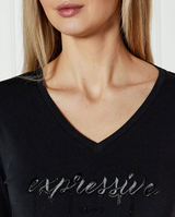 SOLO TG.XS - LiuJo - T-shirt in cotone con logo Manica Lunga - TA5169 JS003 - Nero - New