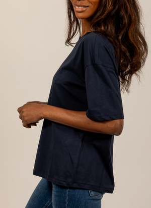 SOLO TG. XS-M-L  LiuJo - T-shirt in cotone Over - TA5186 JS923 - Blu VESTIBILITà ABBONDANTE