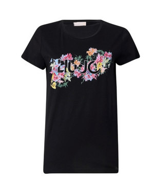 SOLO TG.S,M,L,XL LiuJo T-shirt con stampa floreale - WA5240JS923 - Nero - New