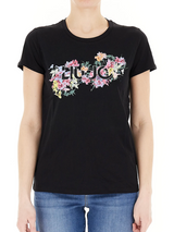 SOLO TG.S,M,L,XL LiuJo T-shirt con stampa floreale - WA5240JS923 - Nero - New