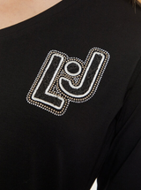 SOLO TG. S - LiuJo T-shirt con stampa -  TF4211 JS088  - Nera con Logo