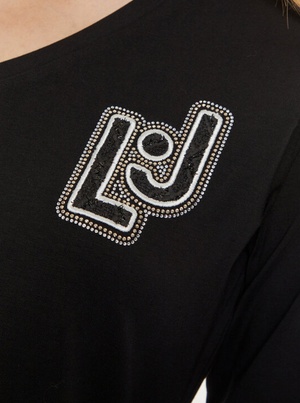 SOLO TG. S - LiuJo T-shirt con stampa -  TF4211 JS088  - Nera con Logo