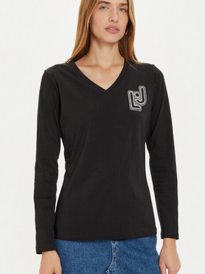 SOLO TG. S - LiuJo T-shirt con stampa -  TF4211 JS088  - Nera con Logo