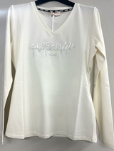 SOLO TG. S LiuJo T-shirt con strass - TA5169JS003 - Bianco Panna