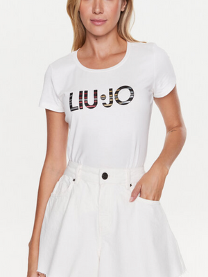 SOLO TG. S e L - LiuJo T-shirt con stampa  - TA3197 J5003 - Bianco
