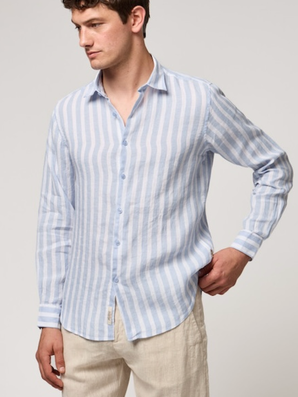 Gianni Lupo - Camicia Lino - Col. Bianco GL7781S Riga SKY