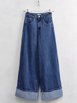 Jeans Donna - Wide Leg Vita Alta - Risvolto Orlo