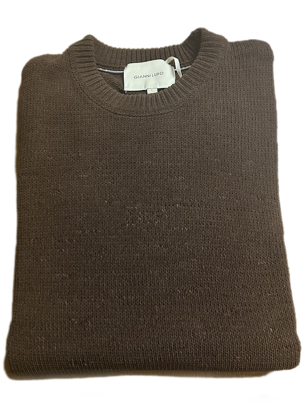 Maglia Girocollo Tessuto Ciniglia Invernale - GIANNI LUPO - Col. Marrone GL535S NEW