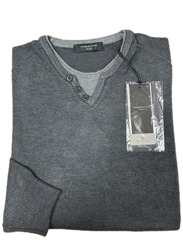 SOLO TG. XXL - NEW - Maglia Girocollo Serafino - HAMAKI-HO - Antracite