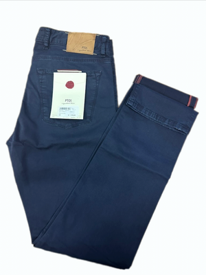 SOLO TG 34,35,36 - PT01 Pantalone di Cotone Slim Fit - Blu