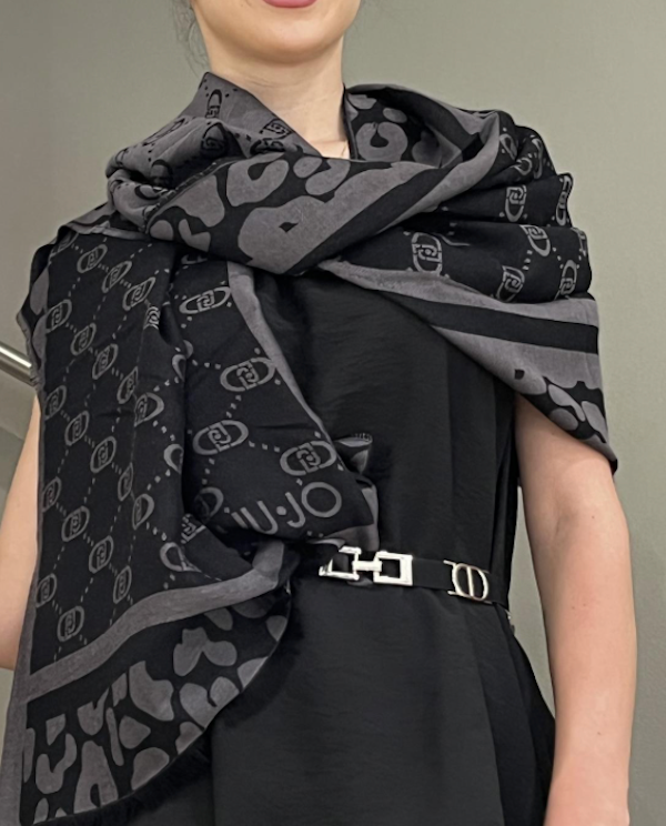 NEW - LiuJo Stola Stampata - 2F5011T0300 - COL. Nero e Argento
