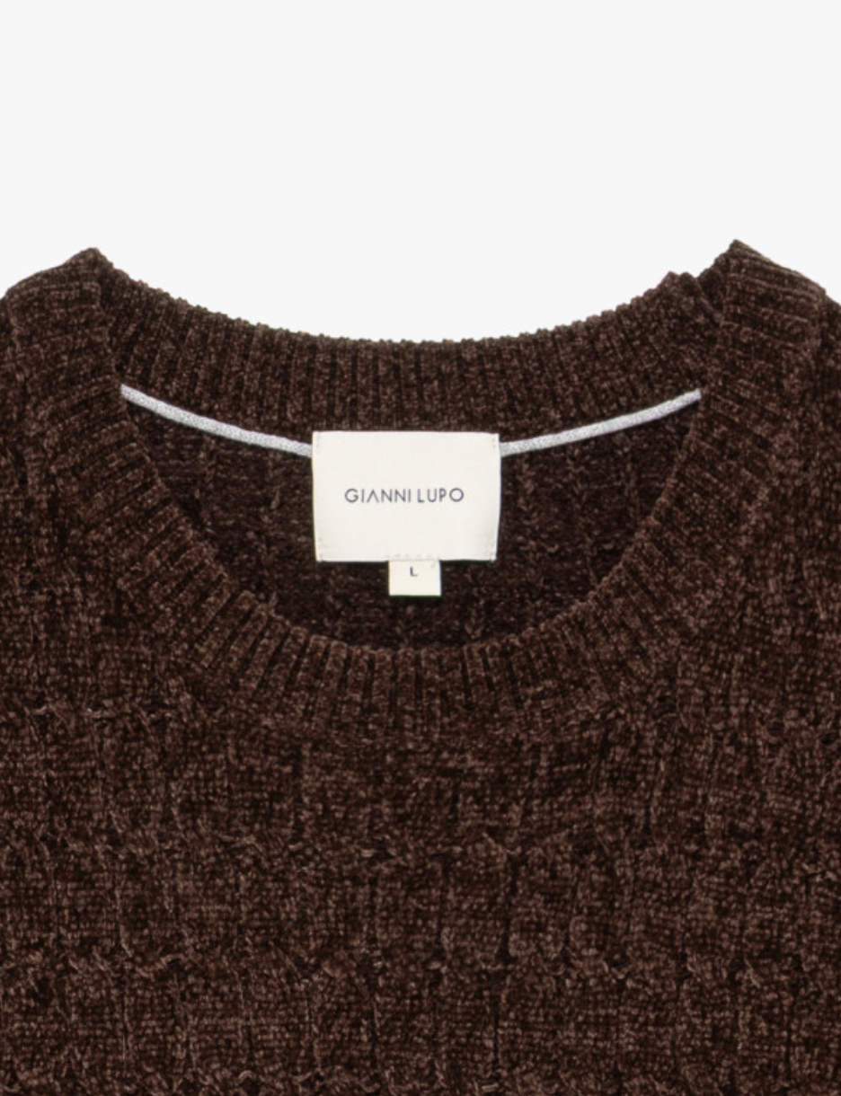 Maglia Ciniglia Lavorata - GIANNI LUPO - Col. GL35056 Coffee Marrone