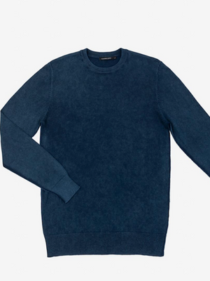 SOLO TG. M e L - Maglione Girocollo Tessuto Lavato - GIANNI LUPO - Col. Blu Navy - GL33386