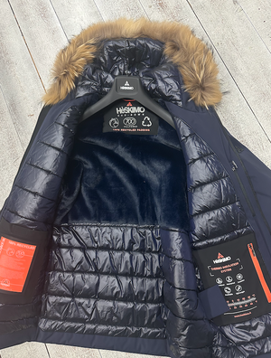 HèSKIMO Giubbotto Uomo 3/4 Parka con Orsetto interno, -15Gradi Thermo Insulation System - Blu HE9440036