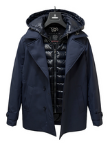 HèSKIMO Giubbotto Uomo Doppio Petto Thermo Insulation System + Antivento Staccabile  - Col.Blu HE9440059