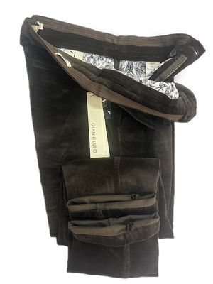 SOLO TG. 44,46  GIANNI LUPO  Pantalone in VELLUTO - Slim Fit - COFFEE