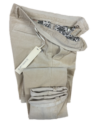 SOLO TG. 44 - GIANNI LUPO  Pantalone in VELLUTO - Slim Fit - BEIGE