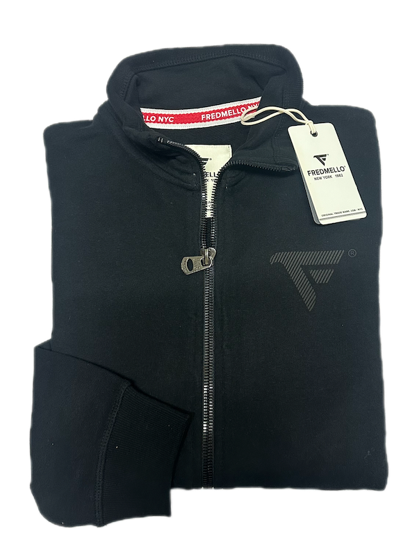 SOLO TG. XL - Giacca Tuta Felpato con Zip e Tasche - FRED MELLO - Nera