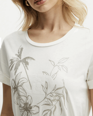 SOLO TG. XS, XL, XXL - LiuJo T-shirt Strass - TA5180JS923 -Panna
