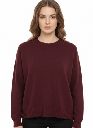 Maglia Over Costine Fin.7 - GRIFFAI DGF5580 - Col. Bordeaux Melanzana