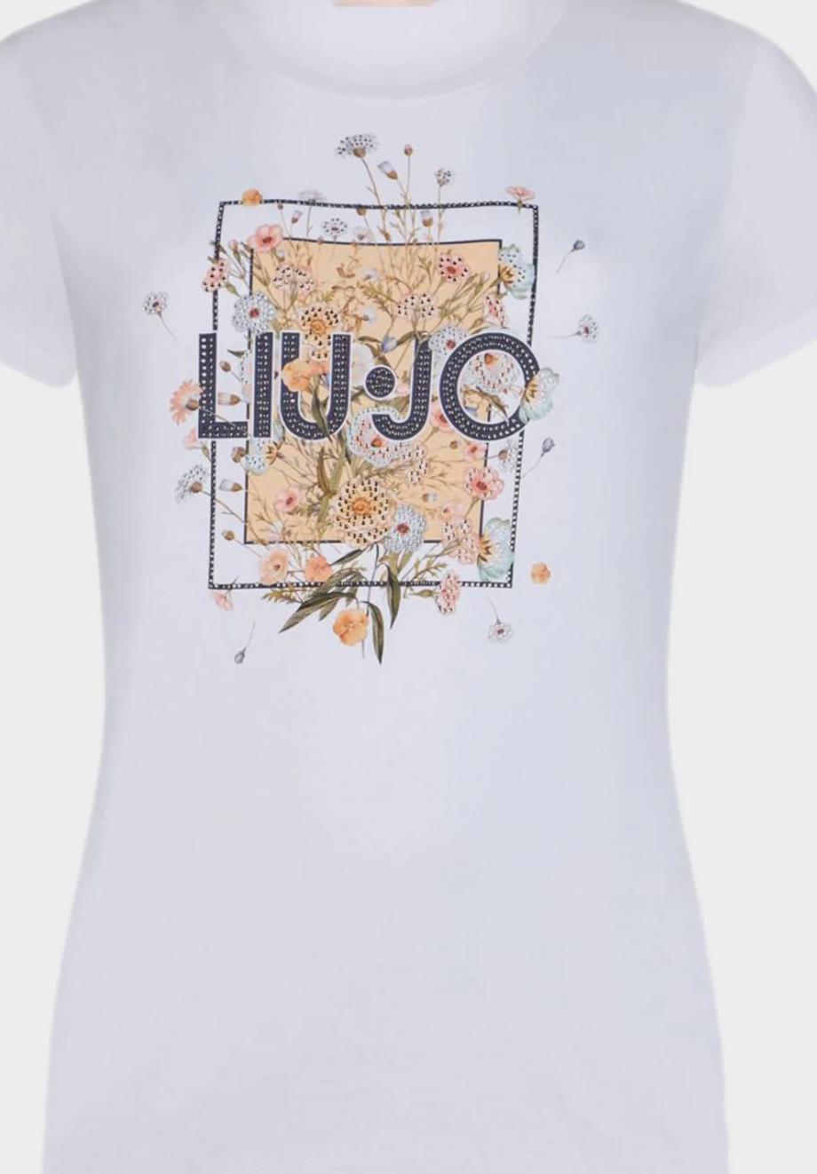 SOLO TG.  XS - LiuJo T-shirt con stampa WA6493 - Bianca NEW 26