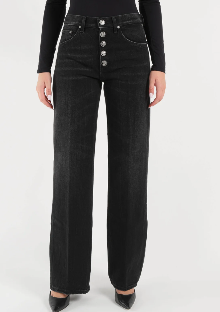 SOLOTG. 25-26-27 , DONDUP Jeans Donna Palazzo con Bottoni Gioiello - ART. DP427B Mod. Jacklyn