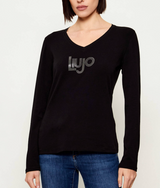 LiuJo T-shirt con stampa TA6053 -Nera Manica Lunga NEW