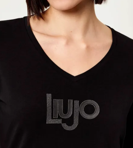 LiuJo T-shirt con stampa TA6053 -Nera Manica Lunga NEW