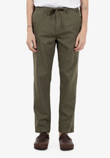 Pantalone 55% LINO- 45% Cotone Uomo - Regular Fit comodo in gamba - IMPURE Verde con laccio in vita ed elastico solo dietro