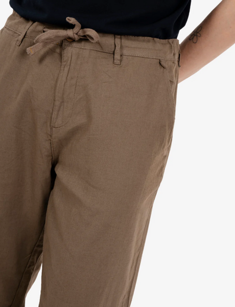 Pantalone 55% LINO- 45% Cotone Uomo - Regular Fit comodo in gamba - IMPURE Mud con laccio in vita ed elastico solo dietro (Copia)