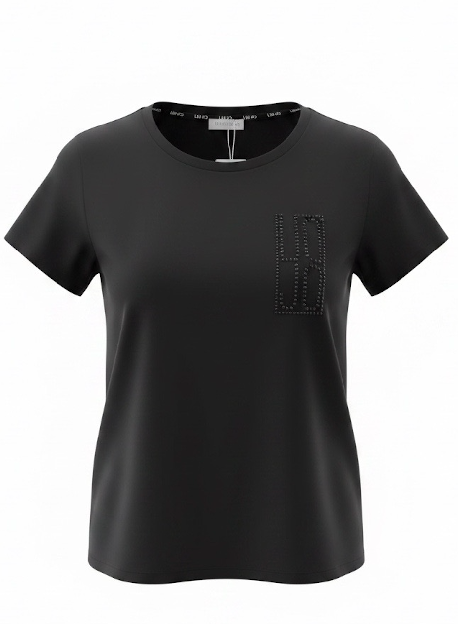 SOLO Tg. XS,M,L,XXL - LiuJo - T-shirt in cotone con logo LIUJO - TA5170 JS923 - NERA