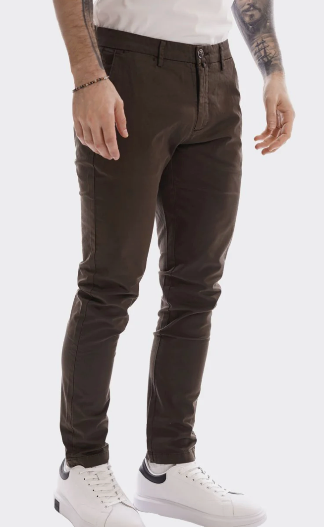 GIANNI LUPO - Pantalone Super Leggero  GL5151 - Colore COFFEE Slim Fit