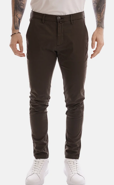 GIANNI LUPO - Pantalone Super Leggero  GL5151 - Colore COFFEE Slim Fit
