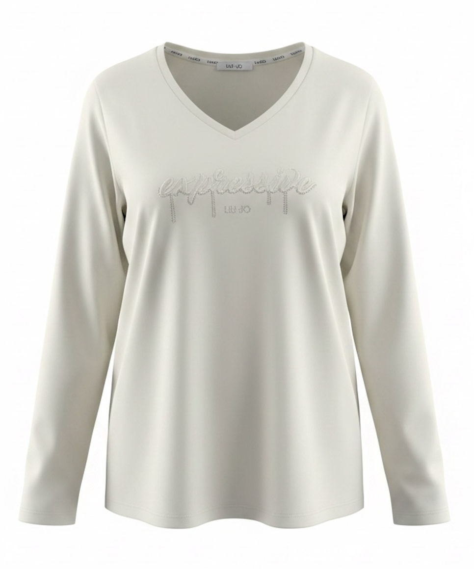 SOLO TG. M-L-XXL - LiuJo - T-shirt in jersey di cotone - Art: TF5169 JS003 - Col. Panna