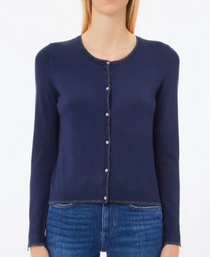 LIUJO - Cardigan con Bottoni Gioiello - WXX056 - Col.BLU