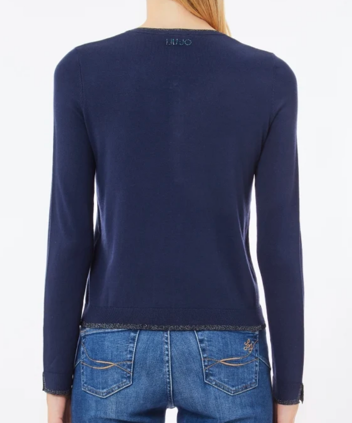 LIUJO - Cardigan con Bottoni Gioiello - WXX056 - Col.BLU