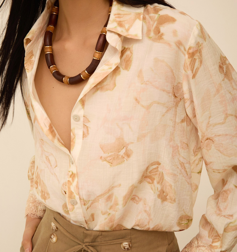 MEISIE - Camicia Manica Ampia Fantasia  - M125B03NUT
