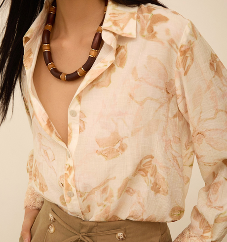 MEISIE - Camicia Manica Ampia Fantasia  - M125B03NUT